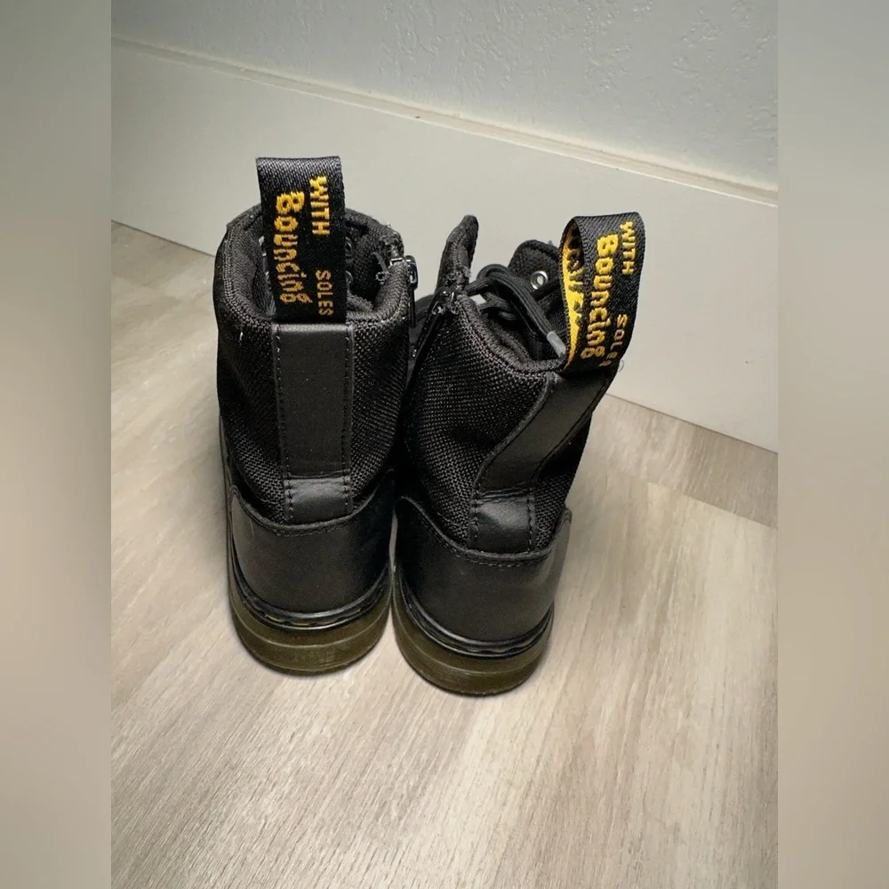 Doc Dr Martens Boots Combs J Combat Lace Up Black Canvas Zip Youth Kids Sz 3